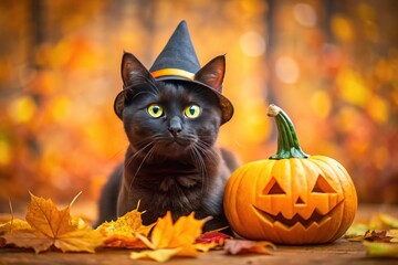 Adorable Black Cat with Pumpkin - Halloween Costume Ideas