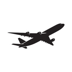 Airplane Silhouette Isolated on White Background.