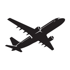 Airplane Silhouette Isolated on White Background.