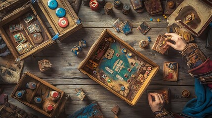 A group of friends enjoying a lively and engaging game night gathered around a table playing a classic board game together  The image captures the spirit of camaraderie friendly competition
