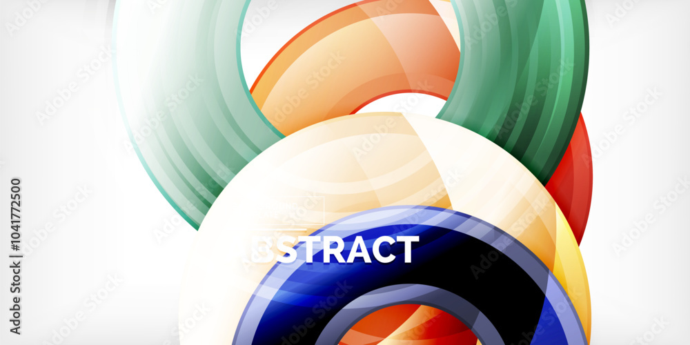 Poster bright colorful circles with light effects. abstract background