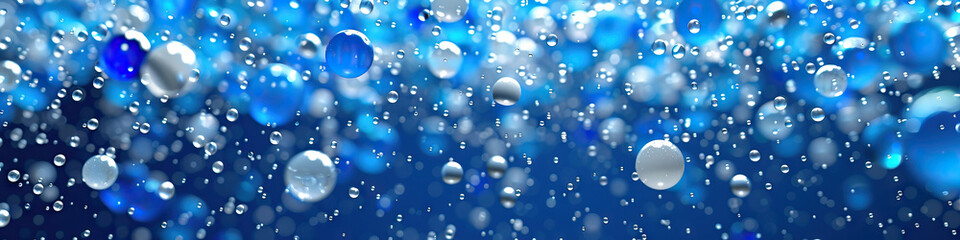 Ocean Blue Abstract Texture with Falling Blue and White Plastic Beads