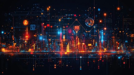 Abstract AI Symbols Integrated with Corporate Elements