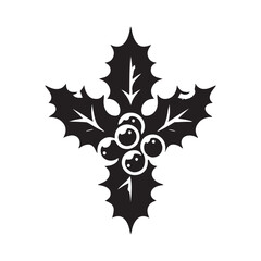 Holiday Holly Berry Silhouettes - Classic Mistletoe Icon.