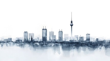Obraz premium Minimalist Grey-Toned Skyline of Berlin's Contemporary Cityscape