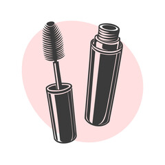 Mascara silhouette, eyelash extension. Beauty salon logo. Mascara icon, eyelashes. Illustration