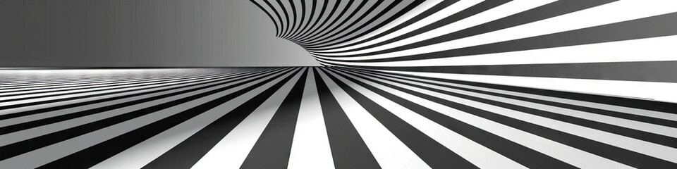 Bold Stripes: Black and white stripes dance across a gray background, creating a striking visual effect.