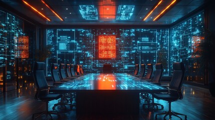 Glowing Digital Circuits in Modern Conference Room
