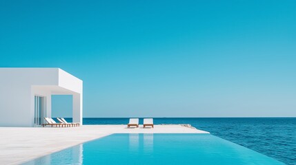 Fototapeta premium Minimalistic Beach Resort with Clear Blue Water