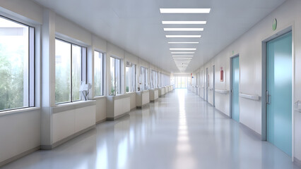 Realistic Hospital Corridor, Medical Background