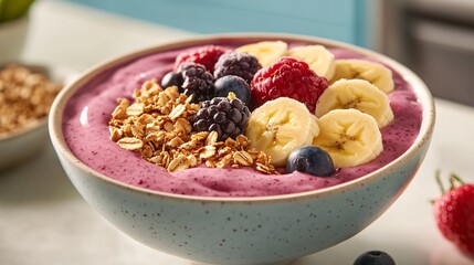 Delicious Acai Bowl with Fresh Fruit and Granola