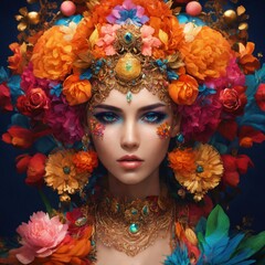 portrait of a woman with flowers