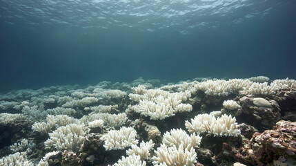 Coral bleaching A serene underwater scene showcasing a vibrant coral garden. The image captures the beauty of marine life in clear water, highlighting the importance of coral ecosystems.