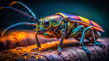 Fototapeta premium Captivating Longhorn Beetle in Low Light Photography for Nature Enthusiasts