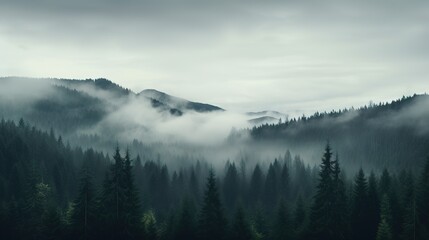 Obraz premium Illustrations of real foggy scenery outside,generated with AI.