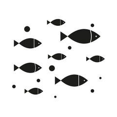 Fish icon. Simple fish shape. Minimal sea elements. Vector illustration.