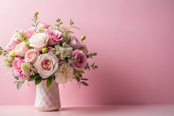 Obraz premium charming flower arrangement on pastel pink background