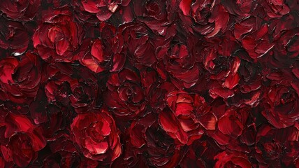 Naklejka premium Painting of red roses with deep shadows