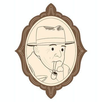 recommend clip art: Classic Portrait of a Pipe-Smoking Gentleman