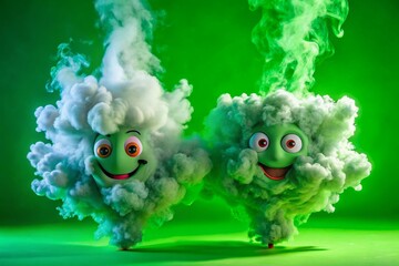Cartoon Smoke Animation Loop Effect on Green Screen for Creative Projects and Visual Effects