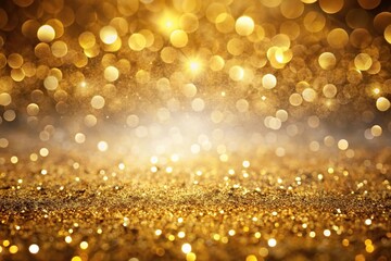 Abstract gold background with gold particle and sequin and light bokeh