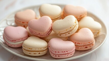 Plate of heart-shaped macarons