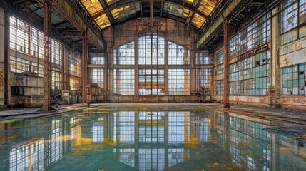 Abandoned Power Plant with Corroding Turbines