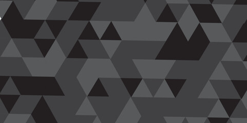 Fototapeta premium Abstract geometric black and gray background seamless mosaic and low polygon triangle texture wallpaper. Vector geometric seamless gray and black cube square low polygon background. 