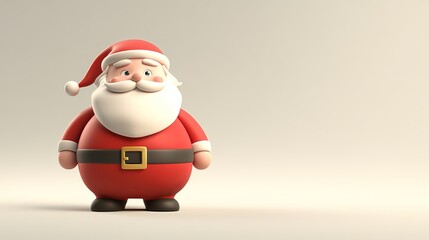 Obraz premium A cartoonish, fat Santa Claus stands in front of a white background