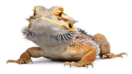 Paradox bearded dragon with a unique blend of colors, confidently standing on a white background.