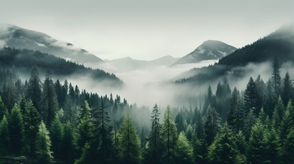 Obraz premium Illustrations of real foggy scenery outside,generated with AI.