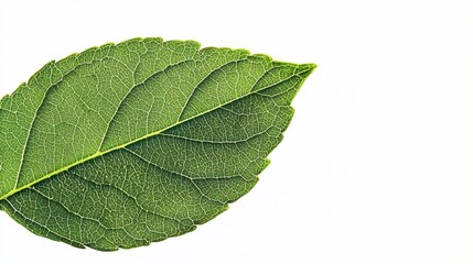 Obraz premium A green plant leaf on a white background 