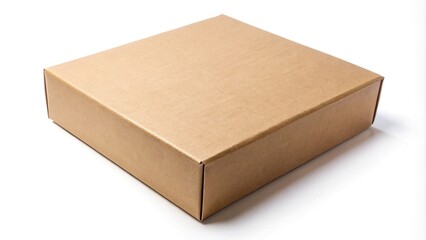 Brown cardboard flat box on white background