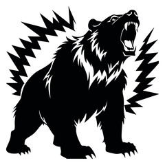 Angry Bear Silhouette vector illustration 