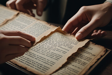 fragments ancient documents neatly cut individual paper strips preservation purposes