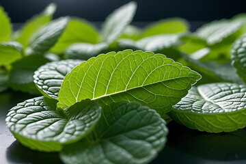 fresh mint leaves two small pieces chewing gum