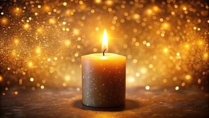 Burning candle in air with twinkling background