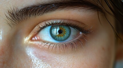 Obraz premium Close Up of a Blue Eye with Reflection