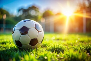 Closeup of a Soccer Ball on the Lawn for Sports and Recreation Enthusiasts