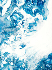 Abstract blue acrylic painting. Hand-drawn brush stroke. Artistic texture, contemporary art for background.