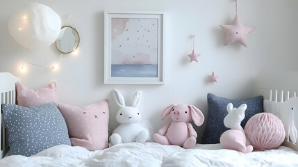 Cute and Cozy Nursery Decor with Plush Toys and Star Decorations