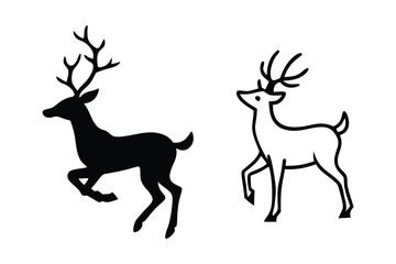 A vector set of elegant running deer silhouettes, perfect for holiday cards, wildlife-themed designs, and decorations. Ideal for Christmas, seasonal projects, and nature-inspired illustrations.