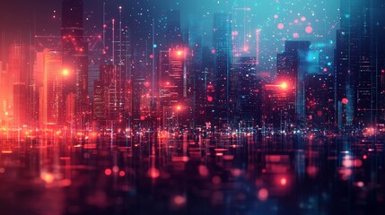Fototapeta premium Abstract Urban Scene of a Smart City Environment