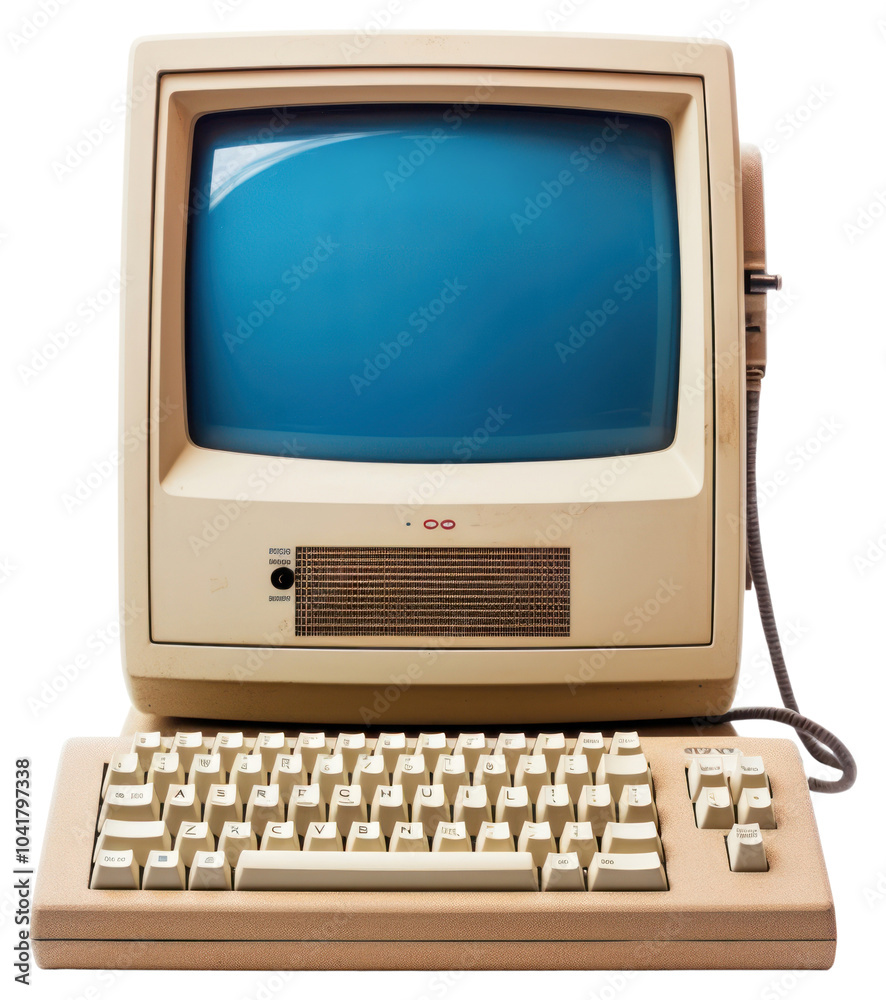 Canvas Prints png vintage computer keyboard display screen.