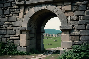 weathered stone archway remains ancient structure cut original form