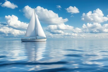 Fototapeta premium A beautiful yacht, with its sails billowing in the wind, symbolizing elegance and sophistication.