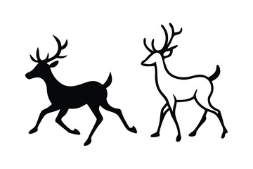 A vector set of elegant running deer silhouettes, perfect for holiday cards, wildlife-themed designs, and decorations. Ideal for Christmas, seasonal projects, and nature-inspired illustrations.
