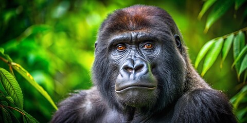 Obraz premium Closeup Portrait of a Gorilla in the Jungle - Majestic Wildlife Photography