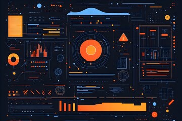 Fototapeta premium Sleek and Minimalist Digital Interface Layout with Intricate Flat Line Design Elements