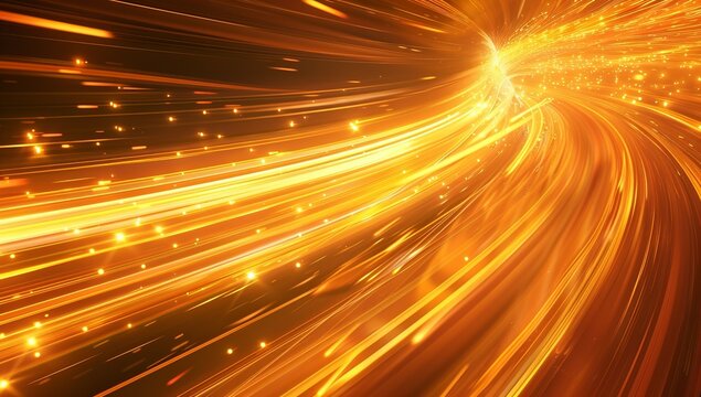 A dynamic and energetic background of light streaks in orange and gold...